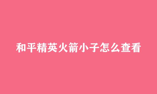 和平精英火箭小子怎么查看