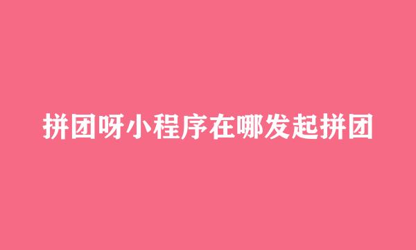 拼团呀小程序在哪发起拼团
