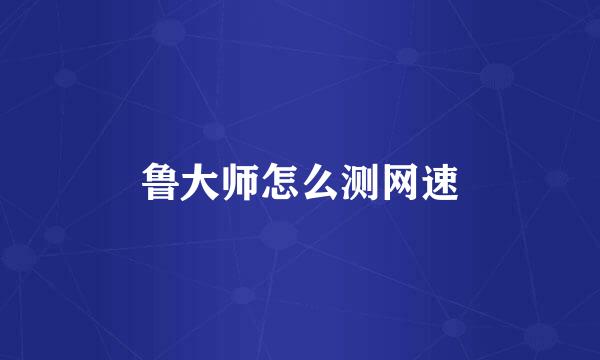鲁大师怎么测网速