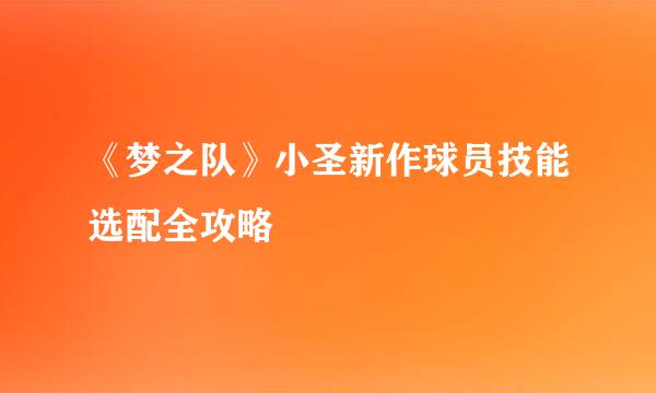 《梦之队》小圣新作球员技能选配全攻略