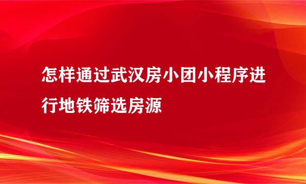 怎样通过武汉房小团小程序进行地铁筛选房源