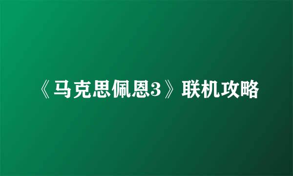 《马克思佩恩3》联机攻略