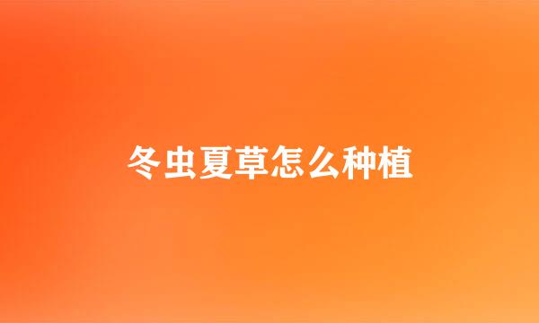 冬虫夏草怎么种植