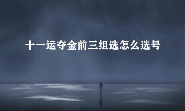 十一运夺金前三组选怎么选号