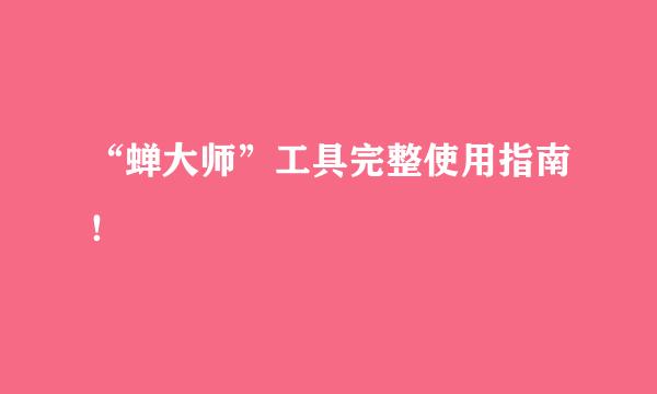 “蝉大师”工具完整使用指南！