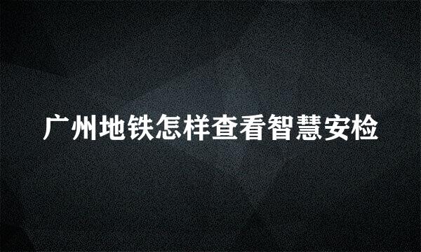 广州地铁怎样查看智慧安检