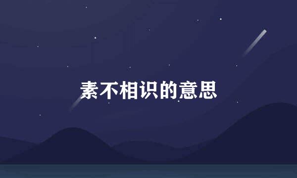 素不相识的意思