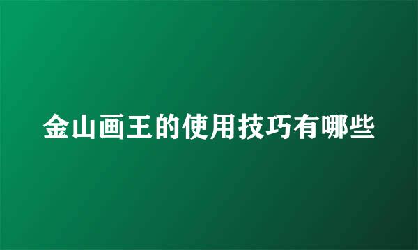 金山画王的使用技巧有哪些