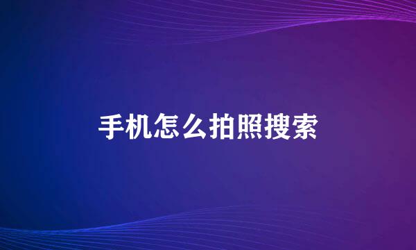 手机怎么拍照搜索