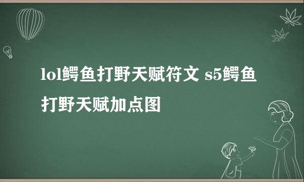 lol鳄鱼打野天赋符文 s5鳄鱼打野天赋加点图