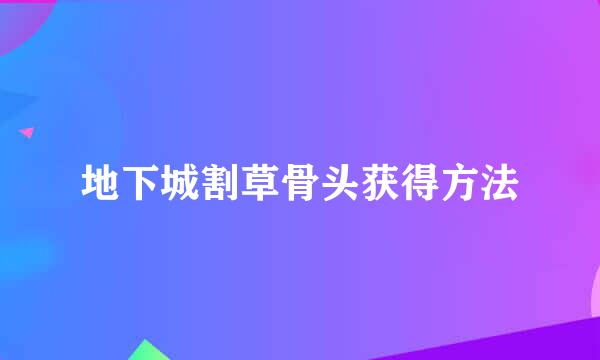 地下城割草骨头获得方法