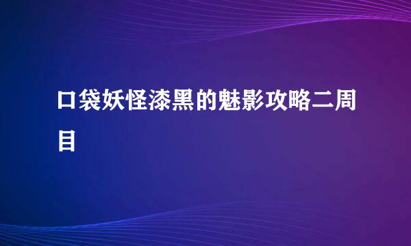 口袋妖怪漆黑的魅影攻略二周目