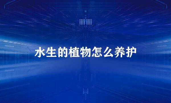水生的植物怎么养护