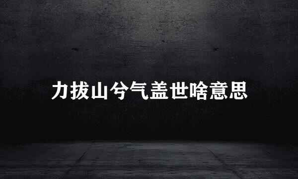 力拔山兮气盖世啥意思