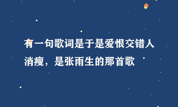 有一句歌词是于是爱恨交错人消瘦，是张雨生的那首歌