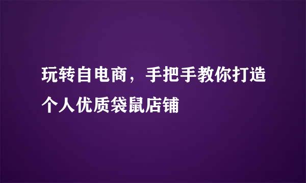 玩转自电商，手把手教你打造个人优质袋鼠店铺