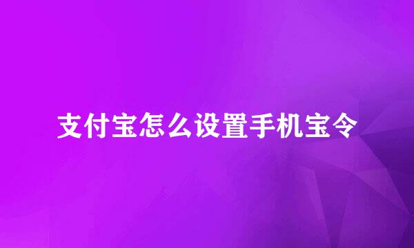 支付宝怎么设置手机宝令