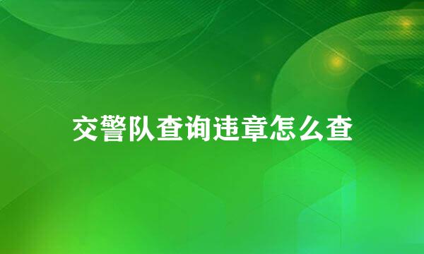 交警队查询违章怎么查
