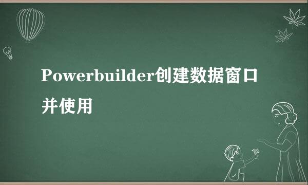 Powerbuilder创建数据窗口并使用