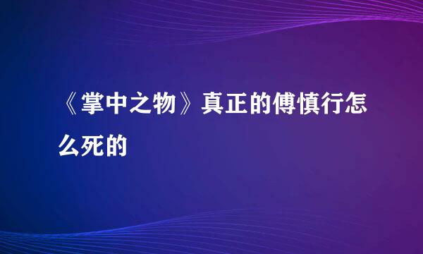 《掌中之物》真正的傅慎行怎么死的