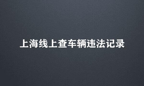 上海线上查车辆违法记录