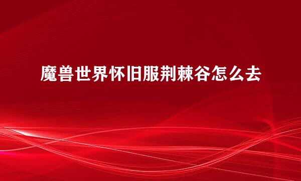 魔兽世界怀旧服荆棘谷怎么去
