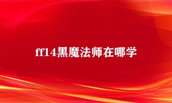 ff14黑魔法师在哪学