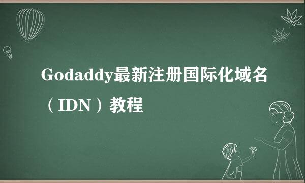 Godaddy最新注册国际化域名（IDN）教程