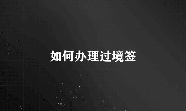 如何办理过境签