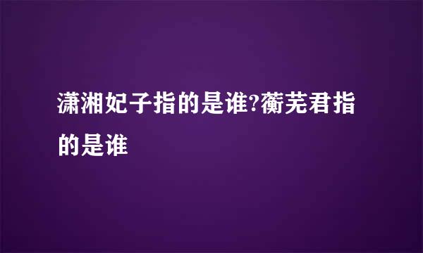 潇湘妃子指的是谁?蘅芜君指的是谁