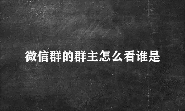 微信群的群主怎么看谁是