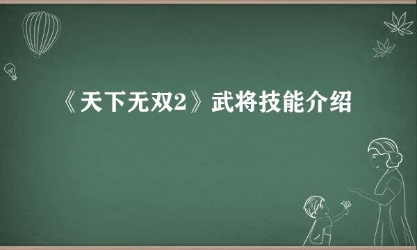 《天下无双2》武将技能介绍