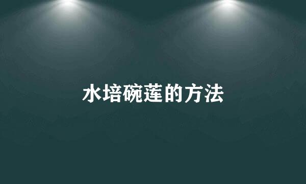 水培碗莲的方法