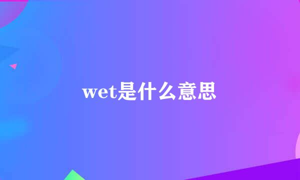 wet是什么意思