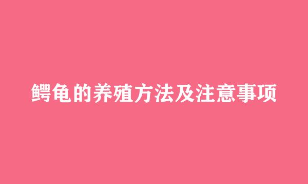 鳄龟的养殖方法及注意事项