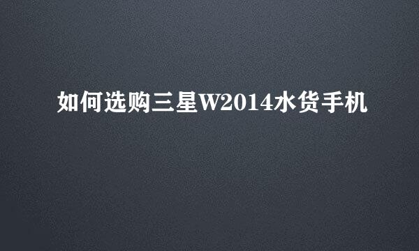 如何选购三星W2014水货手机