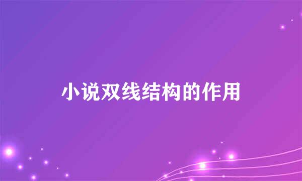 小说双线结构的作用