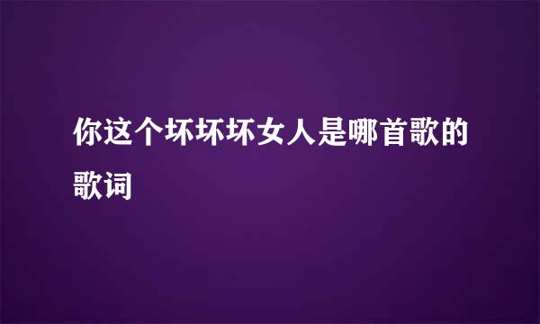 你这个坏坏坏女人是哪首歌的歌词
