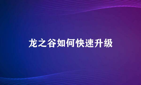 龙之谷如何快速升级