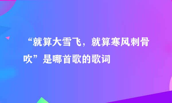 “就算大雪飞，就算寒风刺骨吹”是哪首歌的歌词