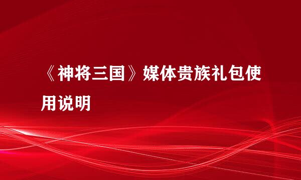 《神将三国》媒体贵族礼包使用说明