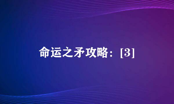 命运之矛攻略：[3]