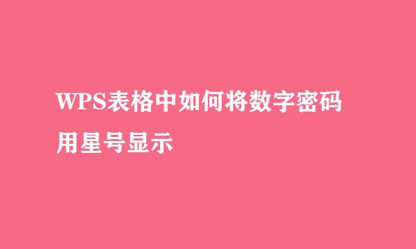 WPS表格中如何将数字密码用星号显示