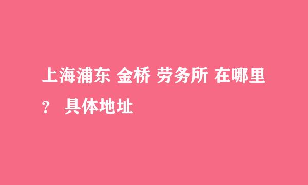 上海浦东 金桥 劳务所 在哪里？ 具体地址