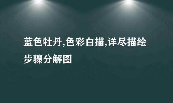 蓝色牡丹,色彩白描,详尽描绘步骤分解图