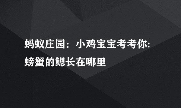 蚂蚁庄园：小鸡宝宝考考你:螃蟹的鳃长在哪里
