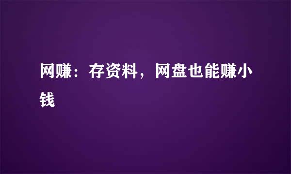 网赚：存资料，网盘也能赚小钱