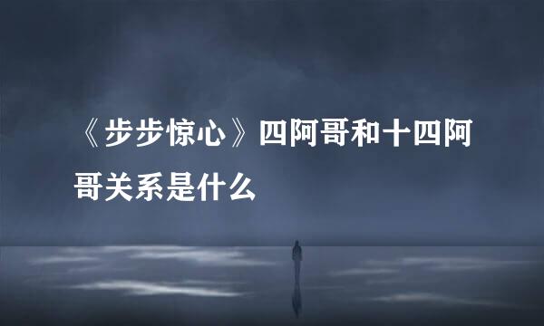 《步步惊心》四阿哥和十四阿哥关系是什么