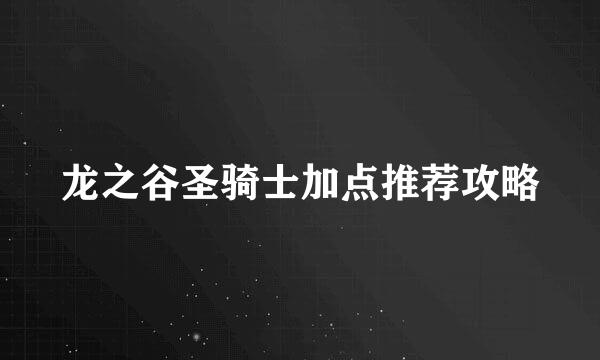 龙之谷圣骑士加点推荐攻略
