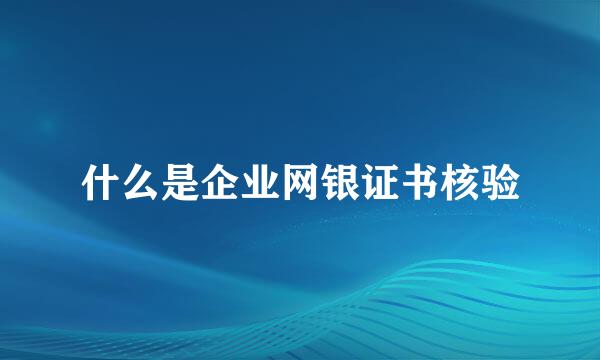 什么是企业网银证书核验